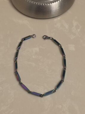 Iridescent Geometric Link Bracelet - Multi Color